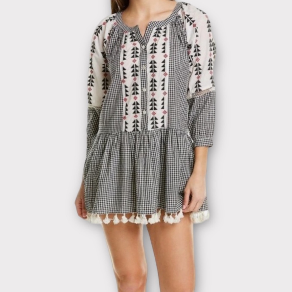 Area Stars Women’s Sorrento Dress XS Embroidered Gingham Cottagecore Prairie NWT